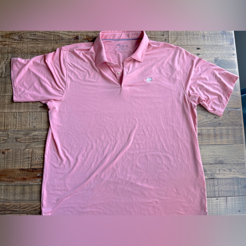 Peter Millar Mountainside Polo Shirt Size XL Pink Cotton Elastane
